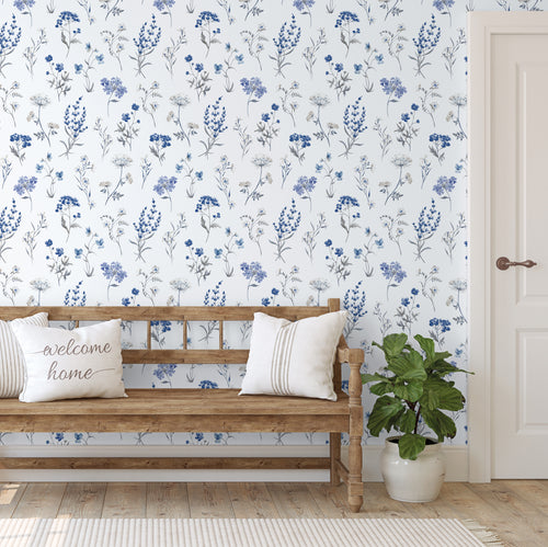 Sanders & Sanders behang bloemen wit en blauw - 53 cm x 10 m - 640167 - vtwonen shop