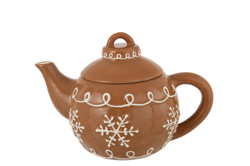 J-Line theepot Cookie Dolomiet - keramiek - bruin/wit - vtwonen shop