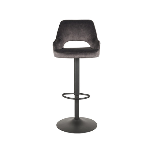 LABEL51 Barkruk Fer - Antraciet Velvet - Zithoogte 60–80cm