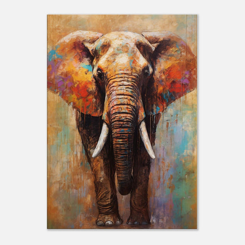 Artfulprints Canvas Artistic elephant canvas - 40x60 cm - Meerkleurig