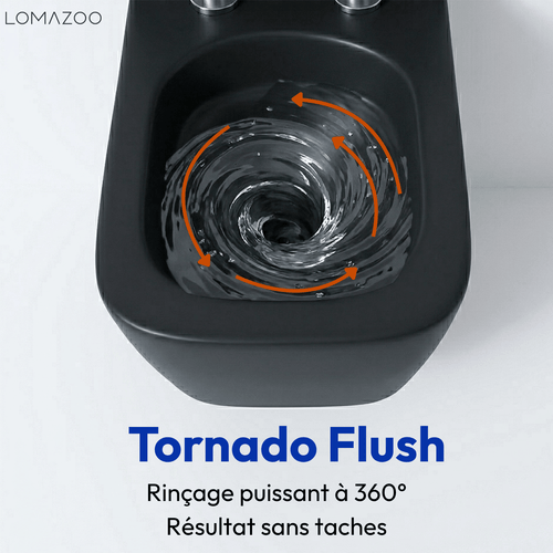 LOMAZOO hangtoiletset Linea - met inbouwreservoir & ronde drukplaat - vierkant - zwart