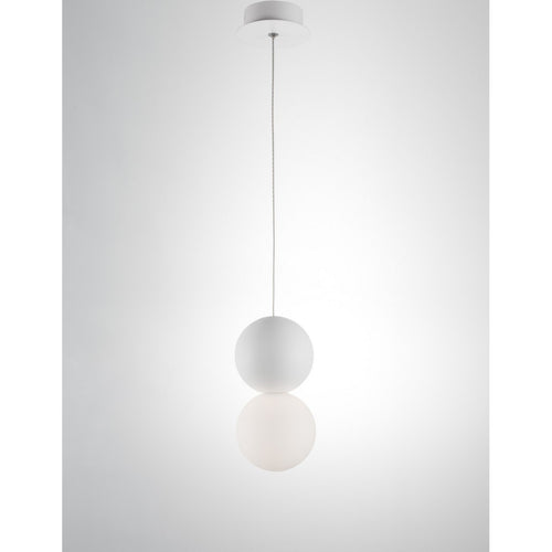 Merano Inuvik Globe hanglamp wit gips opaal glas, wit aluminium LED G9