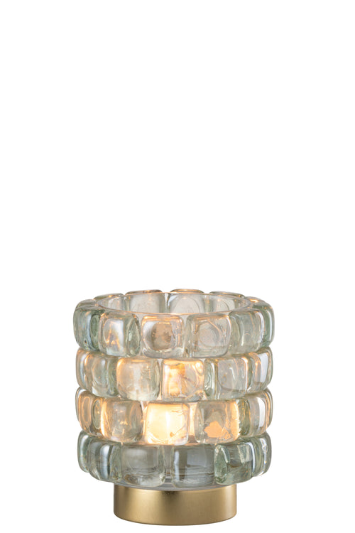 J-Line theelichthouder Vierkant mozaiek - glas -blauw/groen - small - vtwonen shop