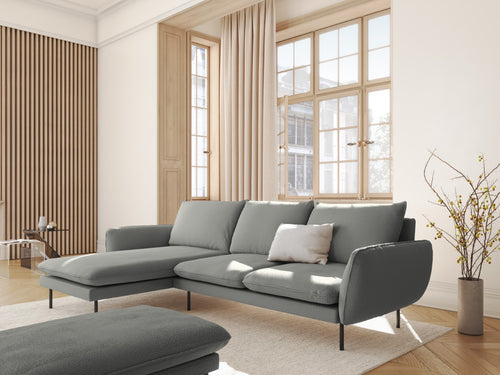 Cosmopolitan Design linker hoekbank Vienna 5-zits, boucle, grijs - 170x255x95cm