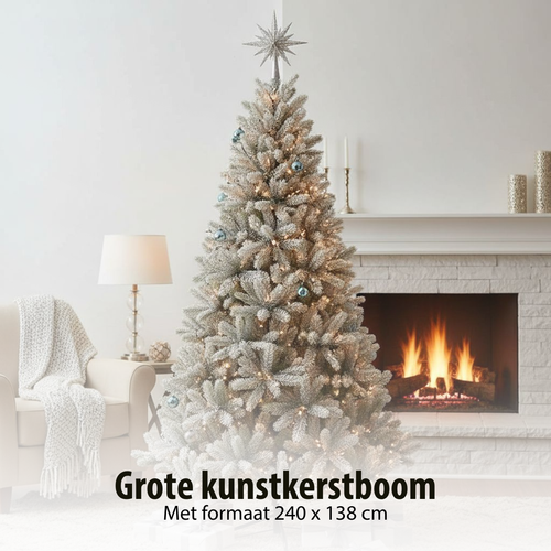 Black Box Trees Nagoya Kunstboom 240 cm - Kerstboom met Scharnierconstructie en Sneeuweffect - Kerstversiering voor Binnen - Kleur Groen Frosted -