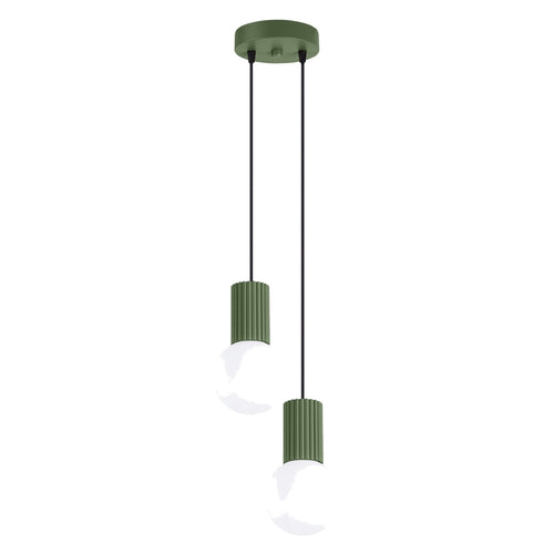 Sollux Lighting Hanglamp HALO 2P olijfgroen - 15x15x120cm