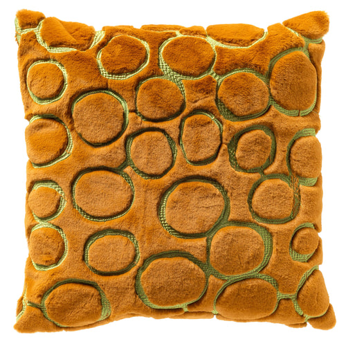 DOMANI - sierkussen 45x45 cm - bontlook - cirkelpatroon - Buckthorn Brown - bruin, groen