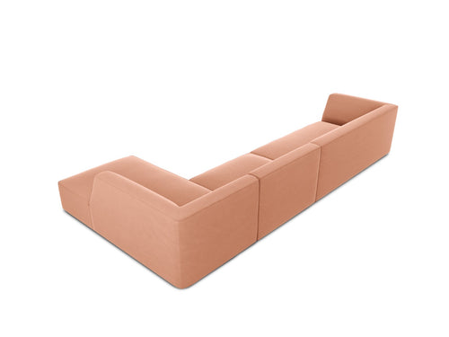 Micadoni rechter hoekbank Ruby 5-zits, flueel, roze - 180x366x69cm