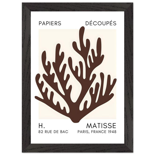 Artfulprints Poster met Lijst Matisse – Coral harmony brown   - A4 21x29.7 cm - Bruin