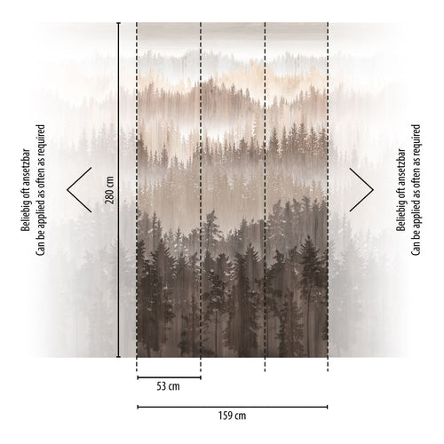 Livingwalls fotobehang bomen bruin, beige en crème - 159 x 280 cm - AS-391812 - vtwonen shop