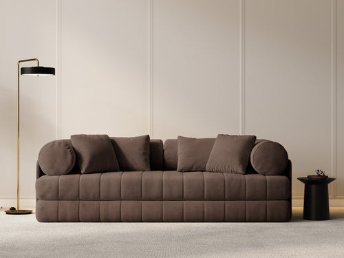 Cosmopolitan Design Converteerbare bank Kemi 3-zits, flueel chocolade - 95x206x70cm
