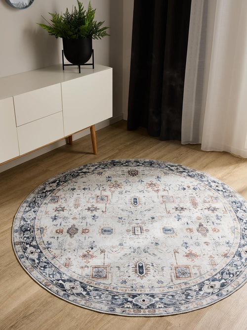 benuta wasbaar vloerkleed George - crème/grijs - ø 160 cm