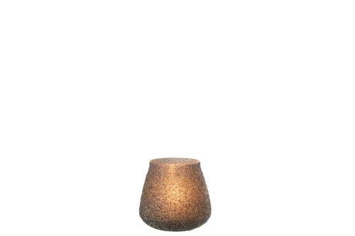 J-Line windlicht Glitter - glas - paars - small - 2 stuks