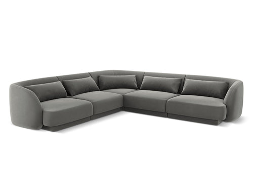 Cosmopolitan Design Symmetrische hoekbank Tulum 5-zits, flueel, lichtgrijs - 255x255x70cm