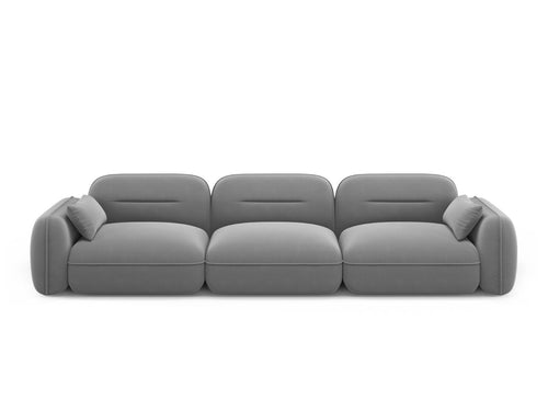 Cosmopolitan Design Modulaire bank Sydney 4-zits, flueel, lichtgrijs - 90x320x70cm