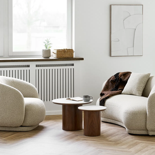 Artichok Nour houten salontafel met keramiek blad donkerbruin - Ø60