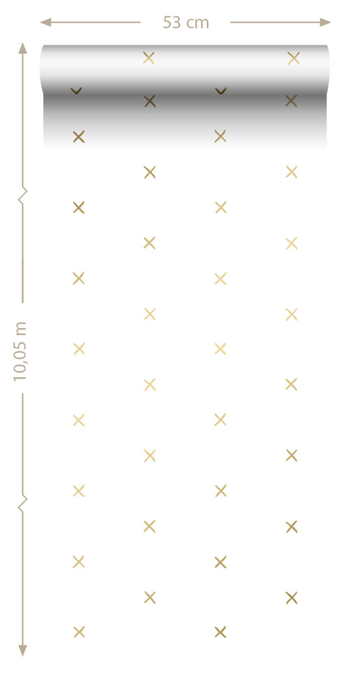 ESTAhome behang grafisch motief wit en goud - 53 cm x 10.05 m - 139129