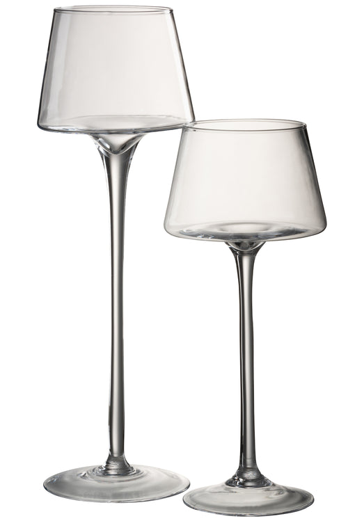 J-Line theelichthouder Op Voet Conisch - glas - transparant - medium - vtwonen shop
