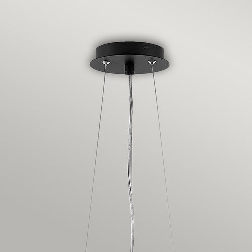 Elstead Zuma 6-lichts hanglamp, satijnzwart, zilver, E27