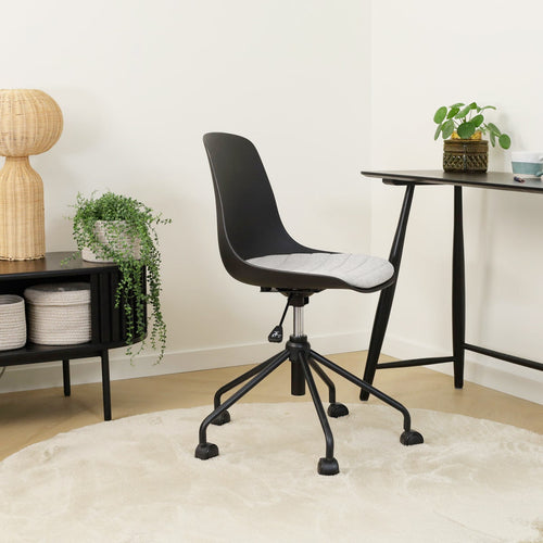 Nolon Nout-Liv Bureaustoel Zwart - Lichtgrijs Kussen - Zwart Onderstel - vtwonen shop