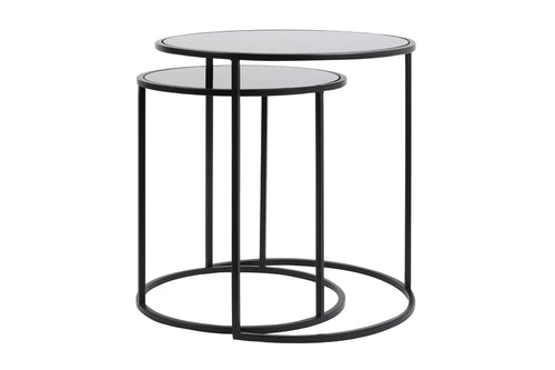 Light & Living bijzettafel DUARTE - Ø50x52cm - zwart - Set van 2