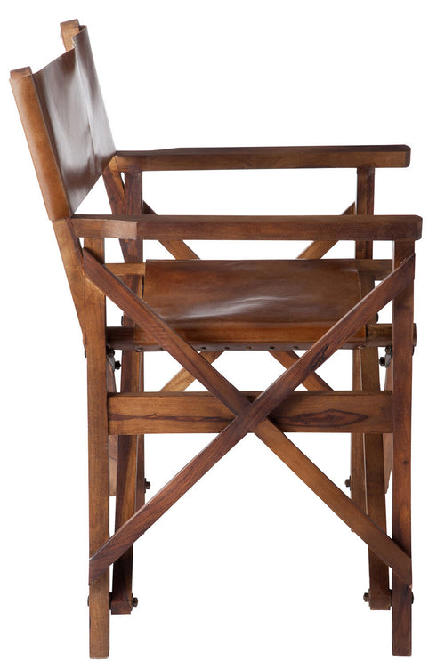 J-Line regisseurstoel Plooibaar - hout/leder - cognac
