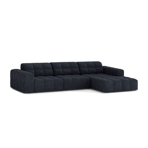 Cosmopolitan Design - Rechter hoekbank Chicago 4-zits, chenille marineblauw - 167x294x78cm