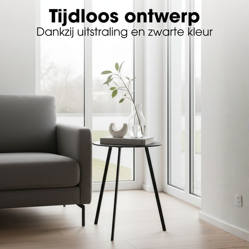 Mica Decorations Seatle Bijzettafel voor Buiten - Bijzettafel Rond H58 x Ø38 cm - Metaal met Smalle Poten - Tafeltje voor Balkon of Tuin -