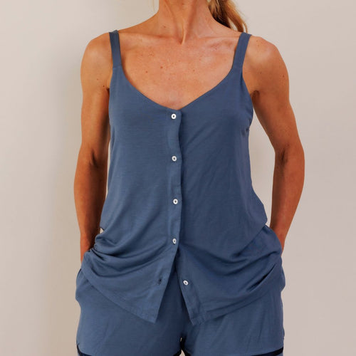 Coco & Cici - TENCEL Pyjama Top Dames Donker Blauw - S
