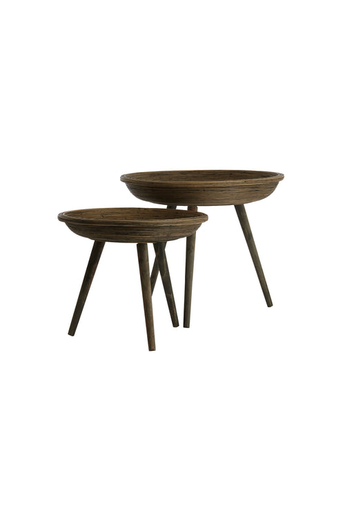 Light & Living bijzettafel COLON - Ø56x48cm - bruin - Set van 2