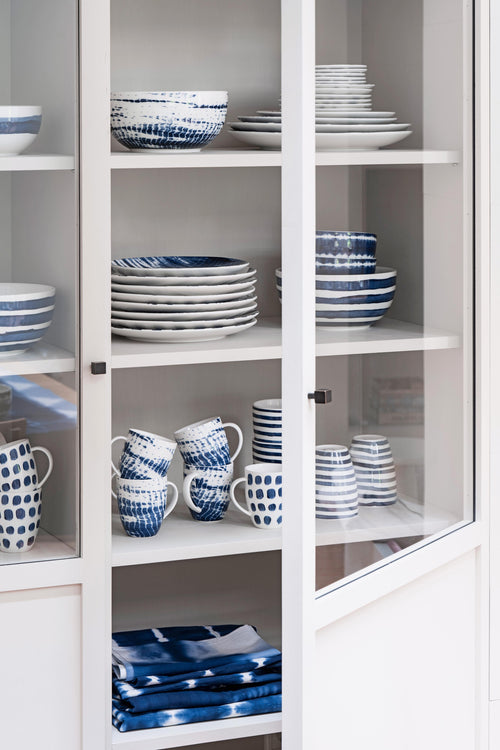 vtwonen - Painted Kommen - Blauw, Wit - 20.5cm - vtwonen shop