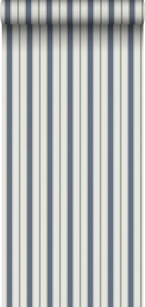 Sanders & Sanders behang strepen donkerblauw en grijs - 53 cm x 10.05 m - 640698