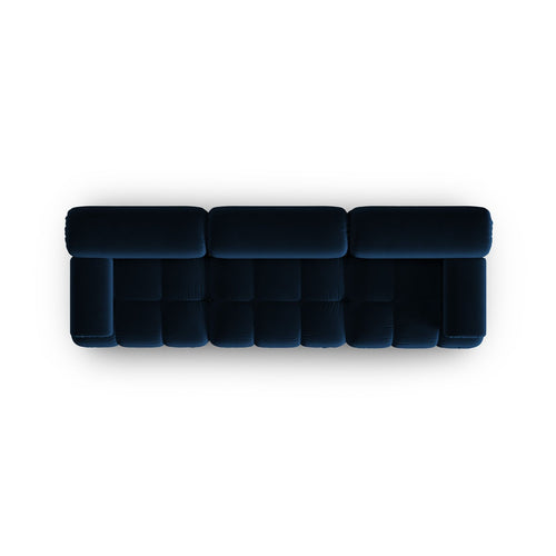 Cosmopolitan Design - Modulaire bank Cortina 3-zits, flueel koningsblauw - 94x282x70cm