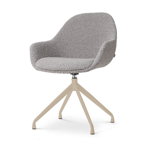 Nolon Nola-Mae draaibare eetkamerstoel bouclé taupe beige onderstel