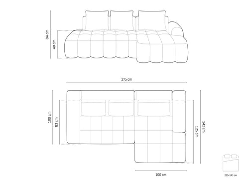 Cosmopolitan Design Converteerbare hoekbank rechts met opbergdoos Linz 3-zits, structurele stof donker olijfgroen - 142x275x84cm