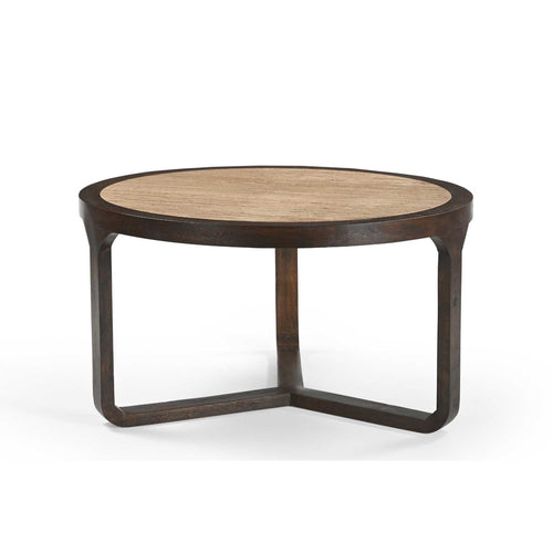Starfurn Salontafel Morris - Rond Hout/Travertin - 75x75x42cm