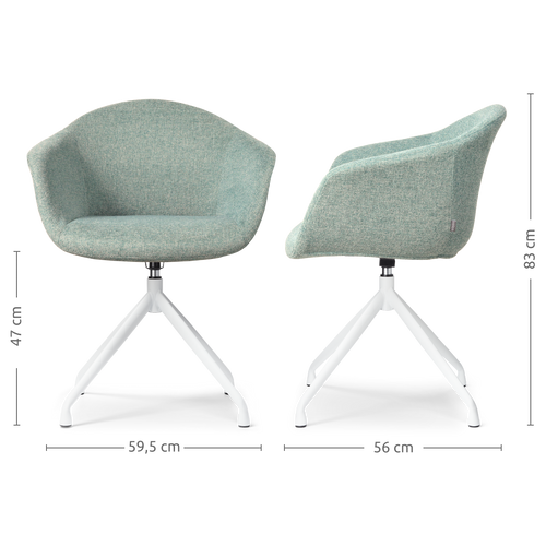 Nolon Nola-Otis Draaibare Eetkamerstoelen Set - Zacht Groen - Wit