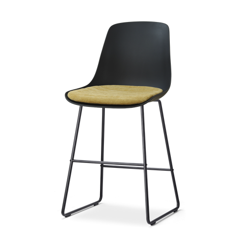 Nolon Nino-Liv barkruk zwart met warm oker zitkussen - zwart onderstel - 65 cm - vtwonen shop