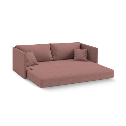 Cosmopolitan Design - Converteerbare bank Shannon 3-zits, structurele stof donkerroze - 94x209x87cm