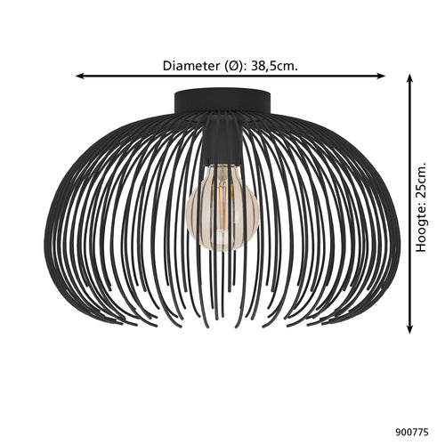 EGLO plafondlamp Venezuela-A - E27 - Ø 38,5 cm - Zwart - vtwonen shop
