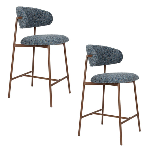 Housecraft Living Claes Barkrukken rugleuning 65 cm Gemêleerd Blauw - Set van 2