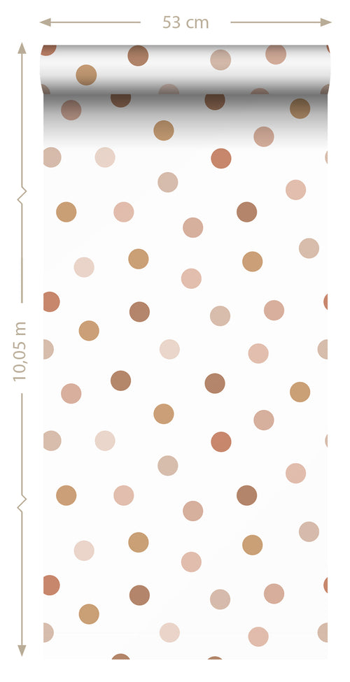 ESTAhome behang stippen terracotta en wit - 53 cm x 10.05 m - 139349 - vtwonen shop