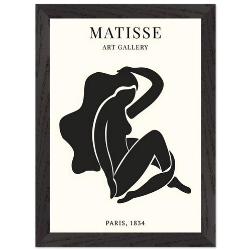 Artfulprints Poster met Lijst Matisse - Art of a woman   - A4 21x29.7 cm - Zwart / Wit