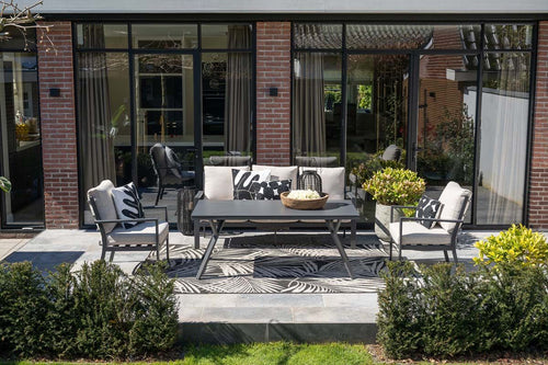 Sergio lounge-dining sofa set - 4-delig - carbon black - desert sand