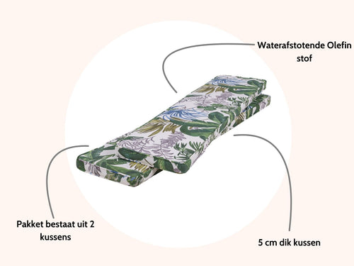 MaximaVida picknicktafel kussenpakket Bliss 120 x 27,5 x 5 cm - 2 stuks - waterafstotend - vtwonen shop