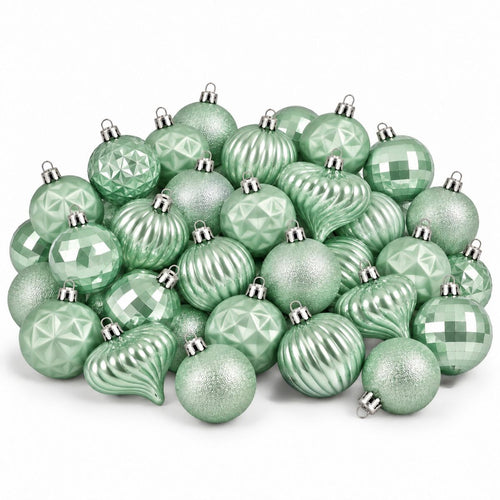 Mica Decorations Bal Onbreekbaar Lichtgroen 40 Stuks d6cm - Kerstballenset van Gerecycled Kunststof - Onbreekbare Ronde Kerstballen voor de Kerstboom
