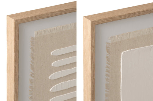 J-Line schilderij Abstract - canvas - wit/naturel - set van 2