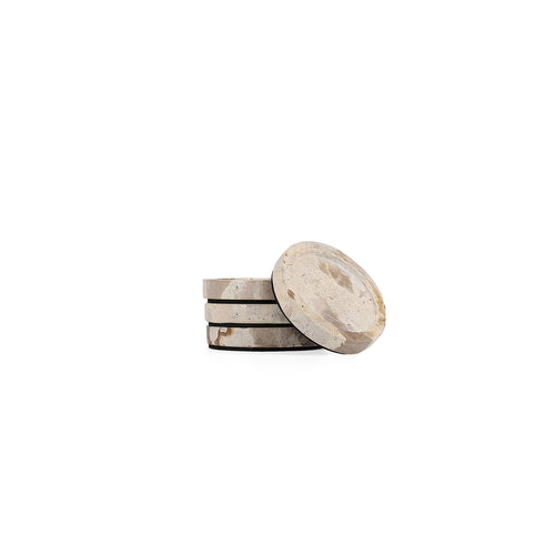 S|P Collection - Glasonderzetter 10cm marmer beige Opus - Set van 4