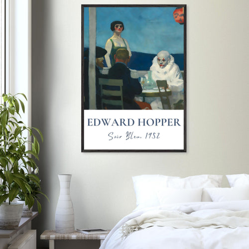 Artfulprints Poster Edward Hopper - Soir bleu   - 30x40 cm - Blauw