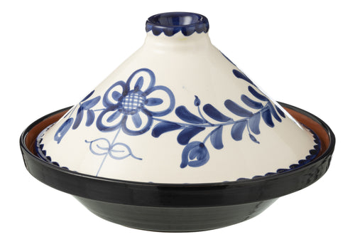 J-Line tajine Granada - keramiek - wit/blauw